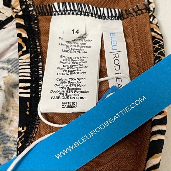 🆕 BLEU ROD BEATTIE Walk On The Wild Side Sarong Hipster Bikini Bottom Sz 14 - Picture 6 of 6